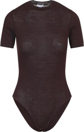 Alaia Maroon Sheer Wool Knit Bodysuit