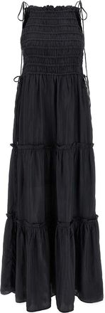 Ganni Black Smock Tie Dress