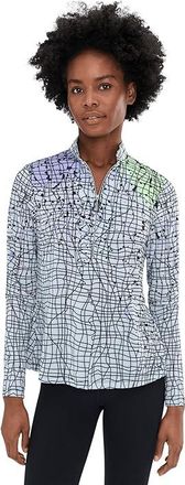 Jamie Sadock Sunsense Gossamer Long Sleeve Quarter Zip Womens Clothing Black : MD, Polyester/Spandex