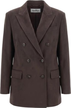 Max Mara Olimpia Jacket - Dames - Blazers - Bruin - XS - Leer - Jassen
