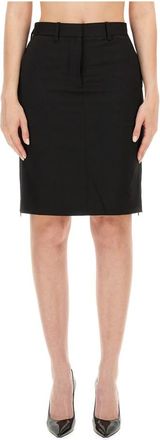 Helmut Lang Car Zip Rok - Dames - Kokerrokken - Zwart - 2XS - Wol - Rokken