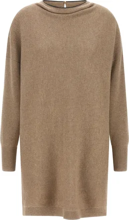 Brunello Cucinelli Beige Virgin Wool Short Womens Dress