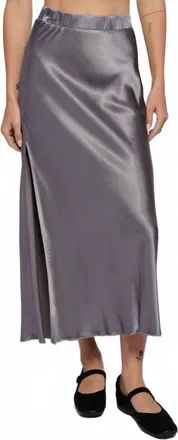 Nation Ltd Maribel Bias Skirt With Slit In Smoke