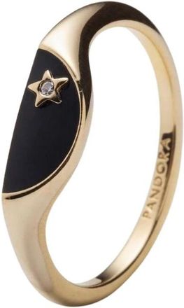 Pandora Me Enamel Half Seal Ring 14K Goud Verguld - Dames - Ringen - Geel - 52 MM - Accessoires