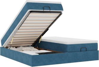 vidaXL Estructura De Cama Otomana Colchones Terciopelo Azul Oscuro Vidaxl