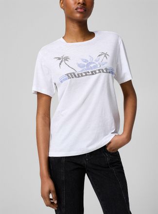 Isabel Marant Womens Palm tree logo pure cotton T-shirt