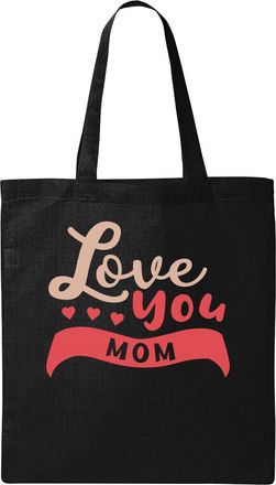 Generic Love You Mom Natural Ecological Cotton Tote Bag Black
