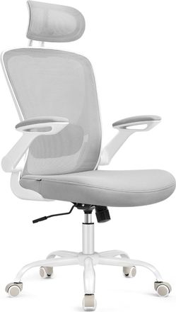 Songmics Silla de oficina de malla con reposacabezas de color gris paloma