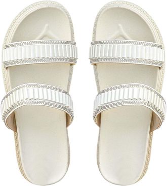 Generic Shoes Womens Beach Slippers with Thick Sole Hollow Leisure Slippers Thick Sole Shoes Sandals Womens Shoes Women, White, 2/2.5 UK