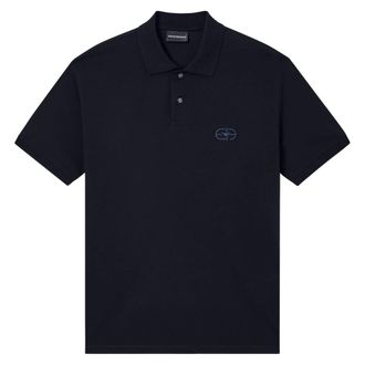 Emporio Armani Polo Shirts, male, Blue, Size: 2XL Short Sleeve Cotton Polo Shirt