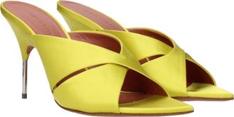 Amina Muaddi Womens Samantha Mule Heel Yellow Satin