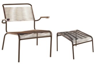 Schubiger M&ouml;bel Spaghetti-Lounger + Hocker S&auml;ntis mit Armlehnen