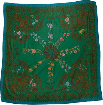 Hermès Pre-owned Womens Arabesques cashmere scarf in green and blue Wool - One Size
