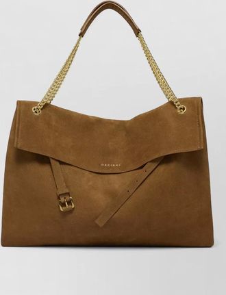 Orciani venus suede shoulder bag buckle chain