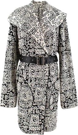 Celine Runway Black and Cream Runway Belted Coat Size M