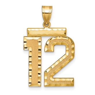 Diamond2Deal 14k Yellow Gold Large Brushed Diamond-cut Number Charm Pendant