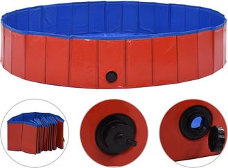 vidaXL Piscina Para Perros Plegable Pvc Rojo 160x30 Cm Vidaxl
