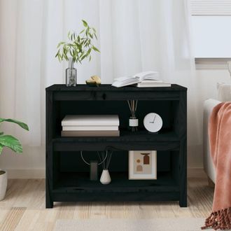 Berkfield Home Beautiful Book Cabinet Black 80x35x68 cm Solid Wood Pine | Size: 80 x 35 x 68 cm