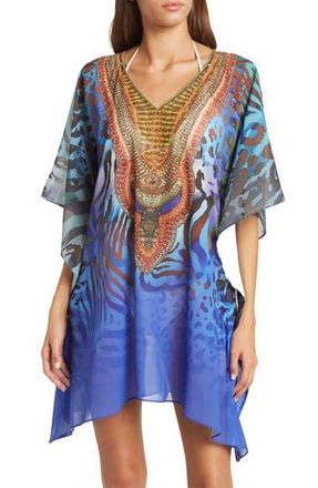 Ranee’s Bright Printed Poncho in Blue at Nordstrom Rack