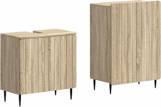 vidaXL Juego De Gabinete De Ba&ntilde;o De 2 Piezas Zwolle Roble Sonoma Vidaxl