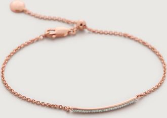 Monica Vinader Skinny Diamond Short Bar Bracelet, Rose Gold Vermeil on Silver