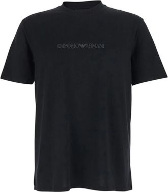 Emporio Armani Pima-jersey T-shirt met logo-opdruk - Heren - T-shirts - Zwart - S - Katoen - Tops