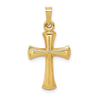 Diamond2Deal 14k Yellow Gold Hollow Cross Pendant
