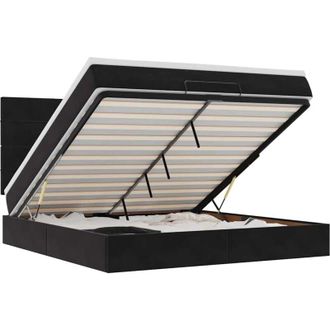 vidaXL Vidaxl - Estructura De Cama Otomana Colchones Terciopelo Negra 160x200cm