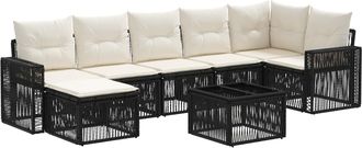 vidaXL Conjunto De Sof&aacute;s De Jard&iacute;n 8 Uds. Negro Y Blanco Crema Vidaxl