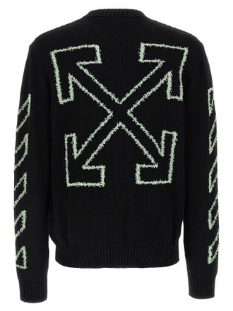 Off-white Logo-Embroidered Diagonal-Outline Knit Sweater - Black