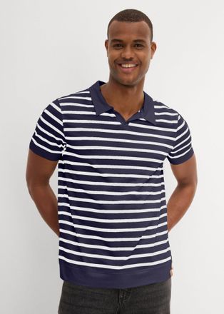 Bonprix Poloshirt BONPRIX, Herren, Gr. 68/70 (4XL), blau (dunkelblau gestreift), Obermaterial: 95% Baumwolle, 5% Elasthan, regular fit, Shirts Poloshirt, regu