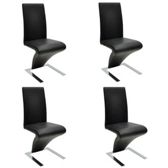 vidaXL Sillas De Comedor 4 Unidades Cuero Sint&eacute;tico Negro Vidaxl
