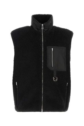 Fendi Black Textured Mock Collar Jacket