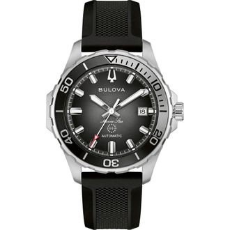 Bulova Marine Star Series B Rubber Strap Watch, 41mm in Black at Nordstrom