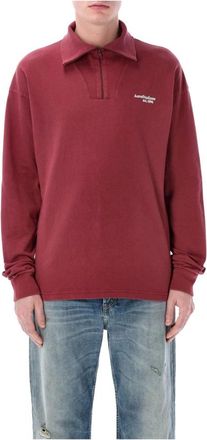 Acne Studios Sweatshirt met logo en ritssluiting - Heren - Vesten met rits - Rood - M - Katoen - Hoodies & sweatvesten
