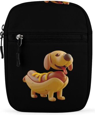 Generic Dachshund in Hot Dog Bun with Mustard Crossbody Bag Adjustable Satchel Cute Shoulder Bag Lightweight Sling Bags
