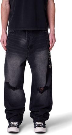 mnml Mojave Ultra Baggy Jeans in Washed Black at Nordstrom, Size 28