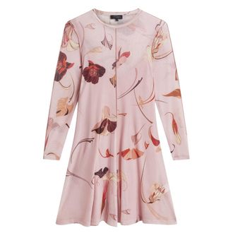 Ted Baker Midi-jurk Met Lange Mouwen Van Mesh In Lichtroze