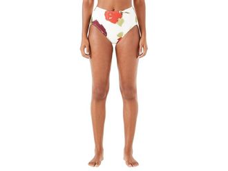 Kate Spade New York Just Rosy High-Waist Bikini Bottoms Womens Swimwear Ivory : SM, Jersey/Microfiber/Nylon