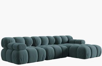MICADONI Modulares 4-Sitzer Design Ecksofa Bellis mit Eckteil rechts - Samtbezug