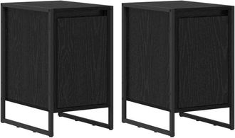 vidaXL Bedside Table 2 pcs Black Oak 39.5 x 30 x 50 cm Engineered Wood vidaXL