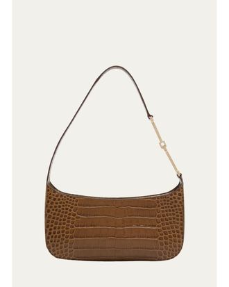 Tom Ford Arc Small Croc-Embossed Leather Shoulder Bag