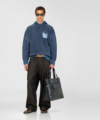 Diesel Wool-blend jumper with mock pocket - Knitwear - Man - Blue