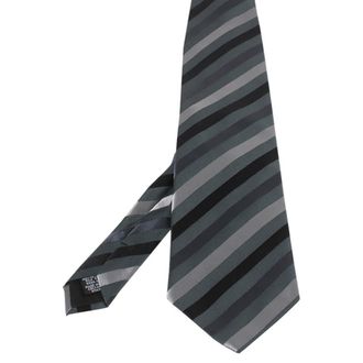 HUGO BOSS Boss By Hugo Boss Dark Grey Diagonal Striped Silk Tie