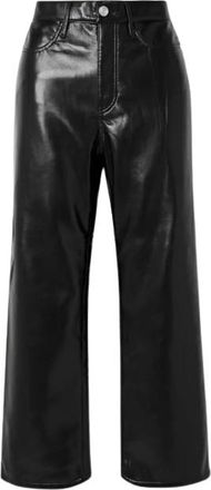 Frame Denim Black Leather Le Jane Cropped Trousers Size 25/63