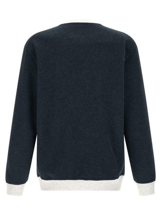 Brunello Cucinelli Logo-Print Cotton-Linen Sweatshirt - Navy