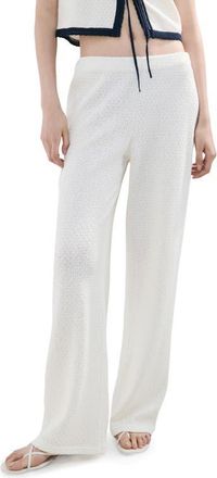 Mango Nati Textured Straight Leg Pants in Ecru at Nordstrom, Size X-Large