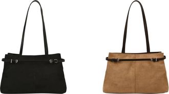 Generic Faux Suede Tote Bag Vintage Hobo Handbag Large Shoulder Bag for Women (Black)