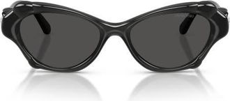 Swarovski 52mm Cat Eye Sunglasses in Dark Grey /Dark Grey at Nordstrom
