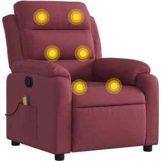 vidaXL Vidaxl - Sill&oacute;n De Masaje Reclinable De Tela Color Vino Tinto